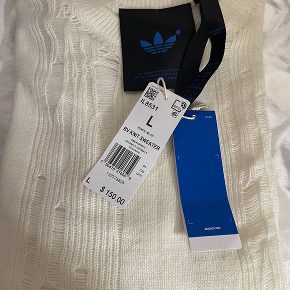 ADIDAS Women's Blue Version knit sweater cloud white Size L New/tags - Picture 4 of 5